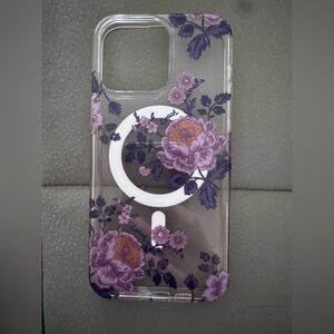 COACH 15 pro max Purple Floral/Clear MagSafe-Compatible Phone Case